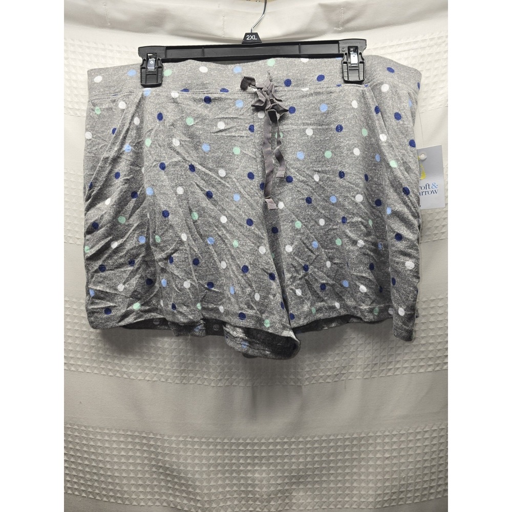 Croft & Barrow Pajama Shorts Womens XL Gray Polka Dot Pockets Sleepwear NEW